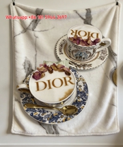 Dior Coffee Latte Art Flannel Sofa Throw Blanket D328
